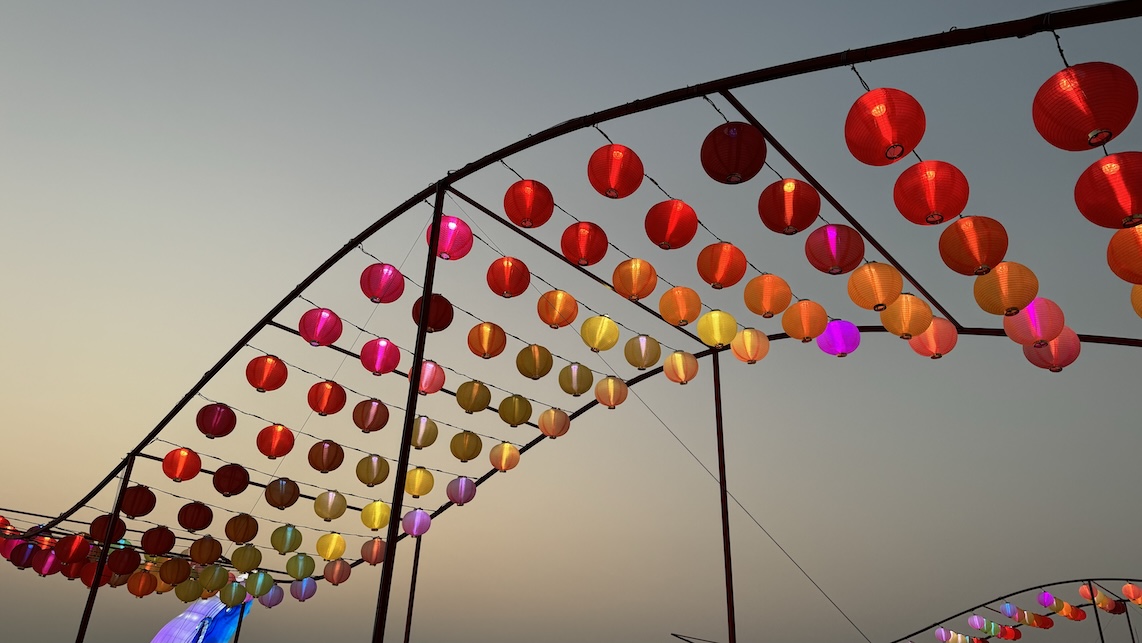 Lantern displays at night